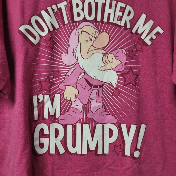 Disney Grumpy Dwarf Tee Shirt Pink Womens Large 12 14 Snow White Dont Bother Me - Picture 3 of 7